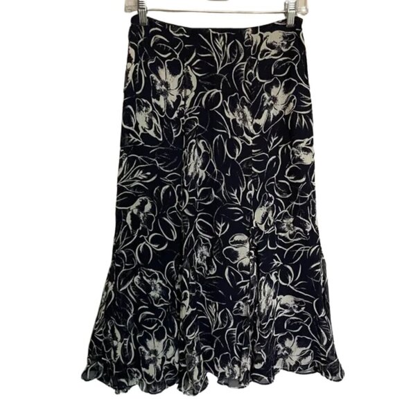 Lauren Ralph Lauren Dresses & Skirts - Ralph Lauren Silk Floral Navy Blue and White Women's Skirt Size 2P